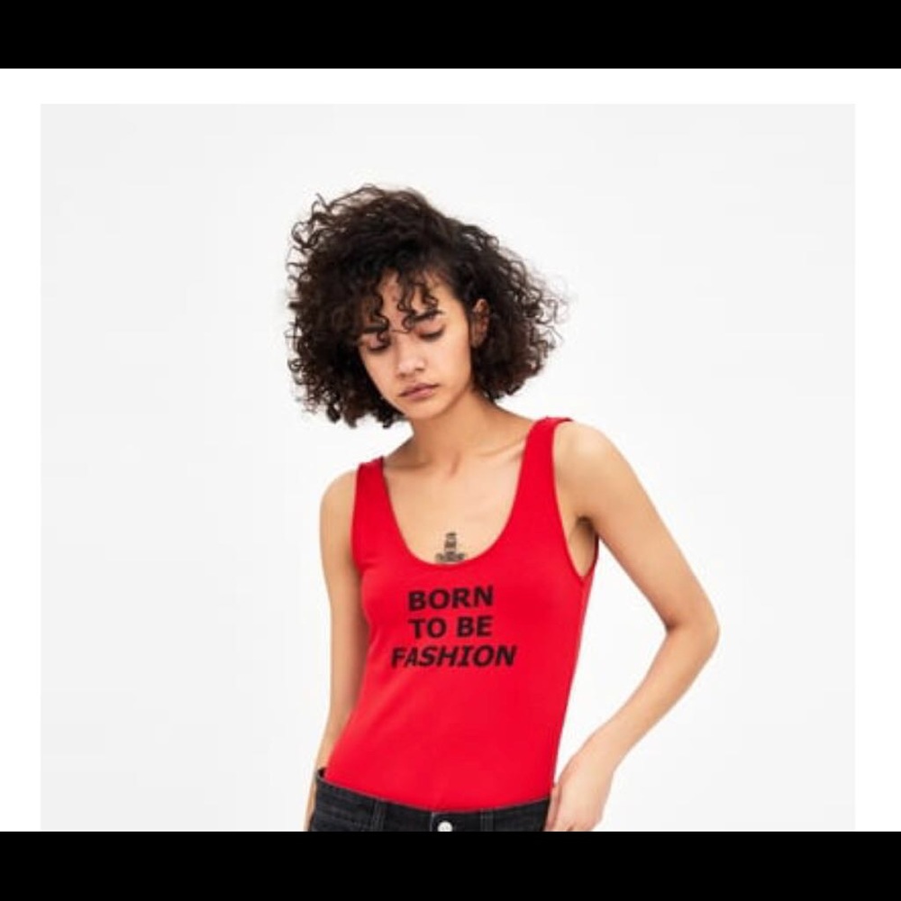 Red Text Bodysuit